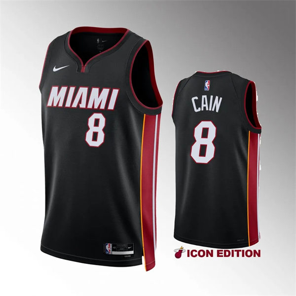 Mens Miami Heat #8 Jamal Cain Nike Black Icon Edition Swingman Jersey