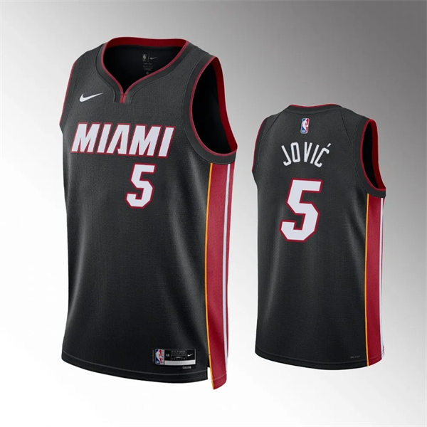 Mens Miami Heat #5 Nikola Jovic Nike Black Icon Edition Swingman Jersey