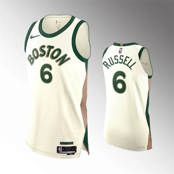 Mens Boston Celtics #6 Bill Russell 2023-24 Cream City Edition Player Jersey