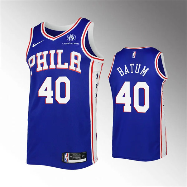 Mens Philadelphia 76ers #40 Nicolas Batum Blue Icon Edition Swingman Jersey