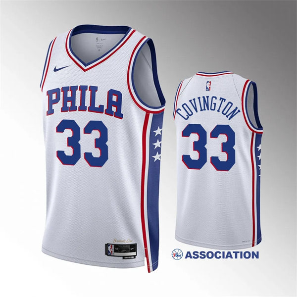 Mens Philadelphia 76ers #33 Robert Covington White Association Edition Authentic Player Jersey