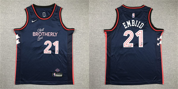 Youth Philadelphia 76ers #21 Joel Embiid Navy 2023-24 City Edition Jersey