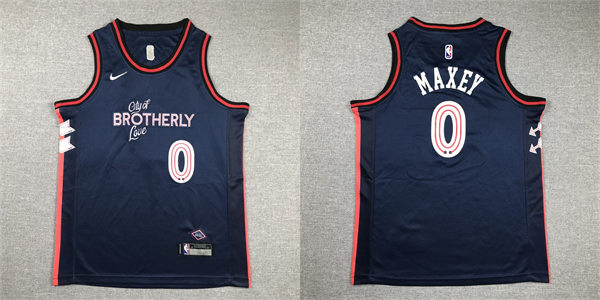 Youth Philadelphia 76ers #0 Tyrese Maxey Navy 2023-24 City Edition Jersey