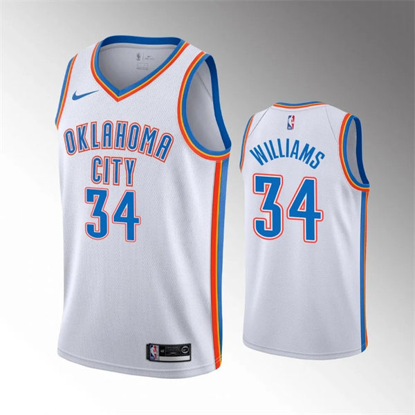 Mens Oklahoma City Thunder #34 Kenrich Williams White Association Edition Jersey