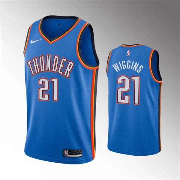 Mens Oklahoma City Thunder #21 Aaron Wiggins Blue Icon Edition Jersey