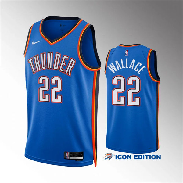 Mens Oklahoma City Thunder #22 Cason Wallace Blue Icon Edition Jersey