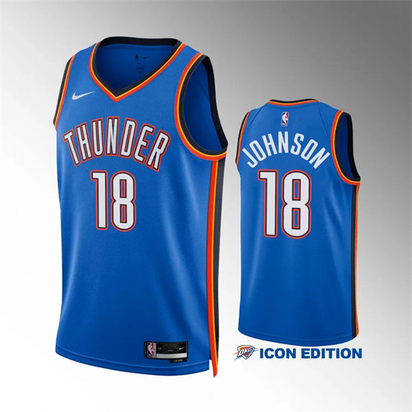 Mens Oklahoma City Thunder #18 Keyontae Johnson Blue Icon Edition Jersey