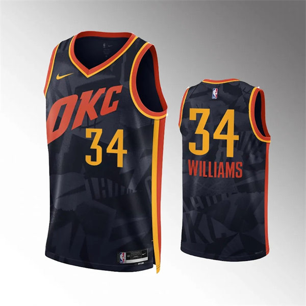 Mens Oklahoma City Thunder #34 Kenrich Williams Black 2023-24 City Edition Swingman Jersey