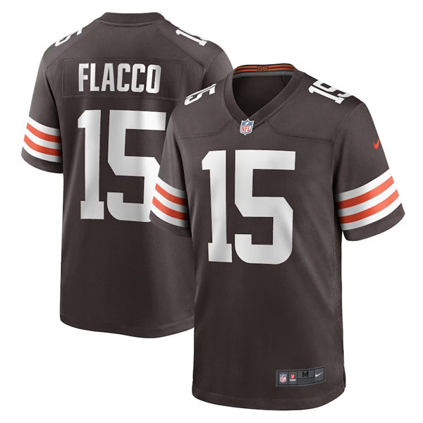 Mens Cleveland Browns #15 Joe Flacco Nike Brown Home Vapor Limited Jersey 
