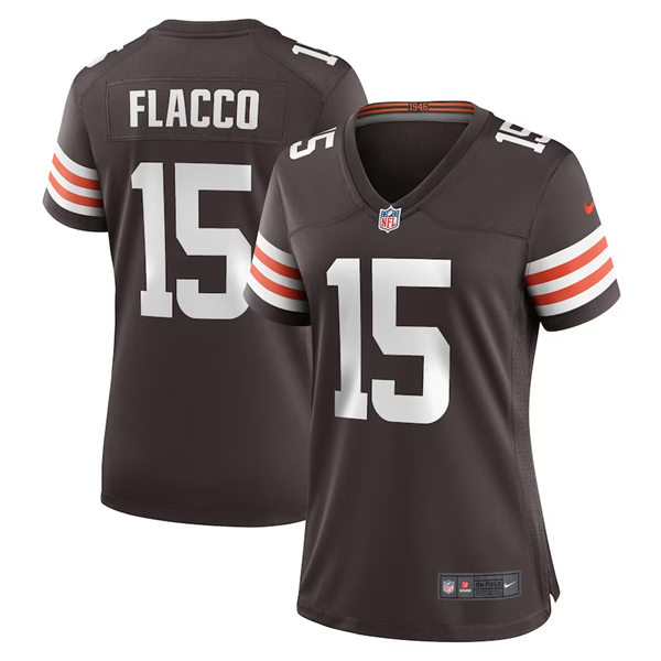 Women's Cleveland Browns #15 Joe Flacco Nike Brown Home Vapor Limited Jersey