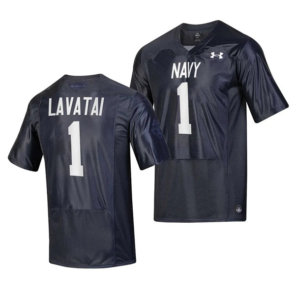 Mens Youth Navy Midshipmen #1 Tai Lavatai Navy 2023 Silent Service Football Jersey