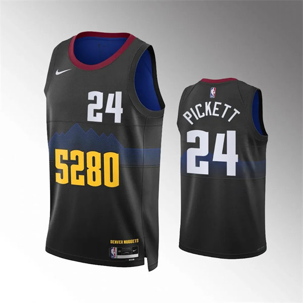 Mens Denver Nuggets #24 Jalen Pickett 2023-24 Black City Edition Jersey