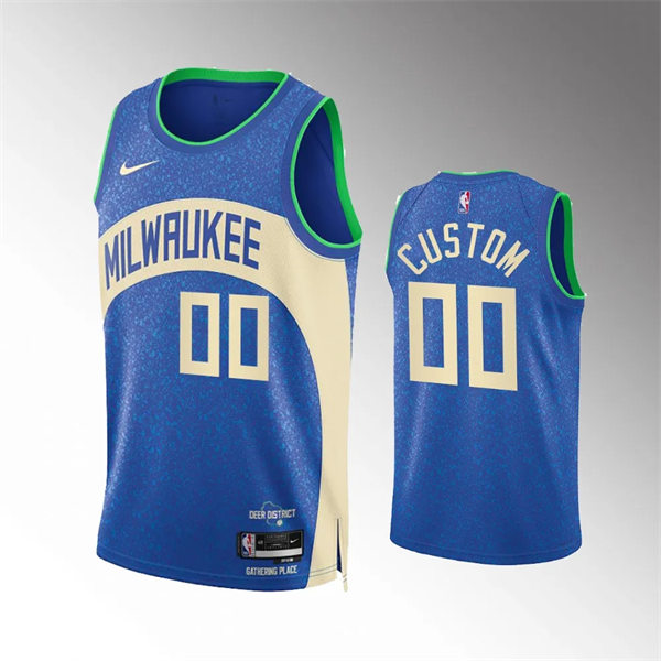 Mens Youth Milwaukee Bucks Custom Royal 2023-24 City Edition Jersey