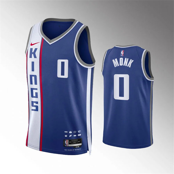 Mens Sacramento Kings #0 Malik Monk Blue 2023-24 City Edition Jersey