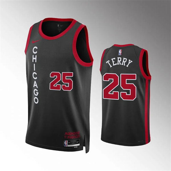 Mens Chicago Bulls #25 Dalen Terry Black 2023-24 City Edition Swingman Jersey