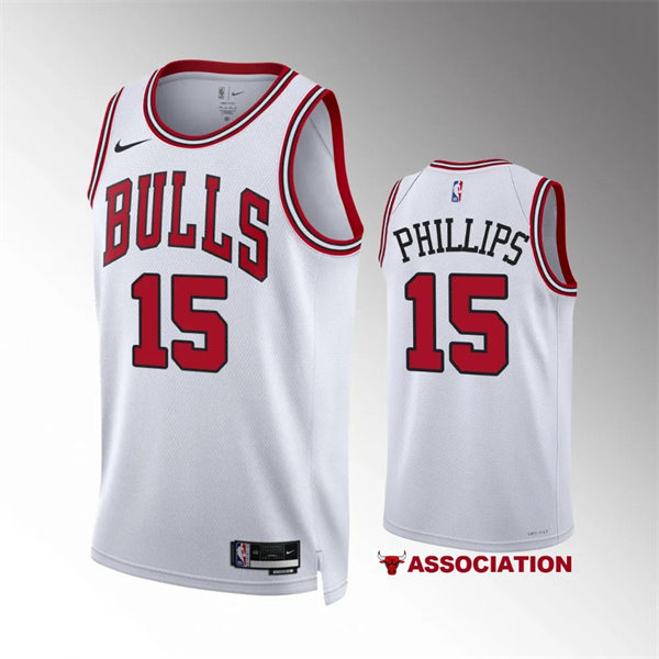 Mens Chicago Bulls #15 Julian Phillips Nike White Association Edition Swingman Jersey