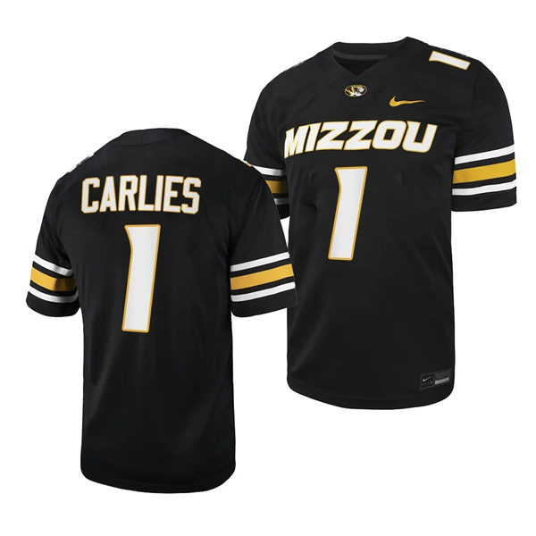 Mens Youth Missouri Tigers #1 Jaylon CarliesNike Black College Football Game Jersey