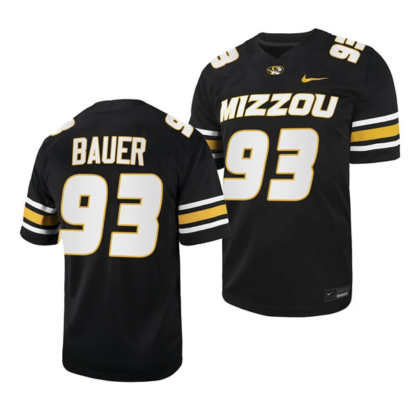 Mens Youth Missouri Tigers #93 Luke Bauer Nike Black College Football Game Jersey