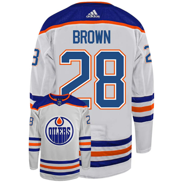 Men's Edmonton Oilers #28 Connor Brown adidas Away White Jersey