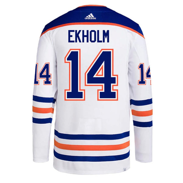Men's Edmonton Oilers #14 Mattias Ekholm adidas Away White Jersey