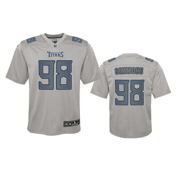 Youth Tennessee Titans #98 Jeffery Simmons Gray Atmosphere Fashion Game Jersey