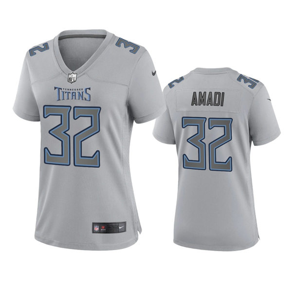 Women's Tennessee Titans #32 Ugo Amadi Gray Atmosphere Fashion Game Jersey