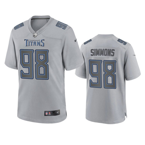 Men's Tennessee Titans #98 Jeffery Simmons Gray Atmosphere Fashion Game Jersey