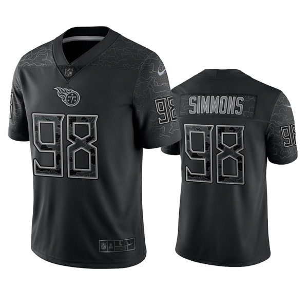 Mens Tennessee Titans #98 Jeffery Simmons 2022 Black Reflective Limited Jersey