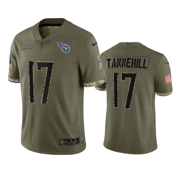 Mens Tennessee Titans #17 Ryan Tannehill Olive 2022 Salute To Service Limited Jersey
