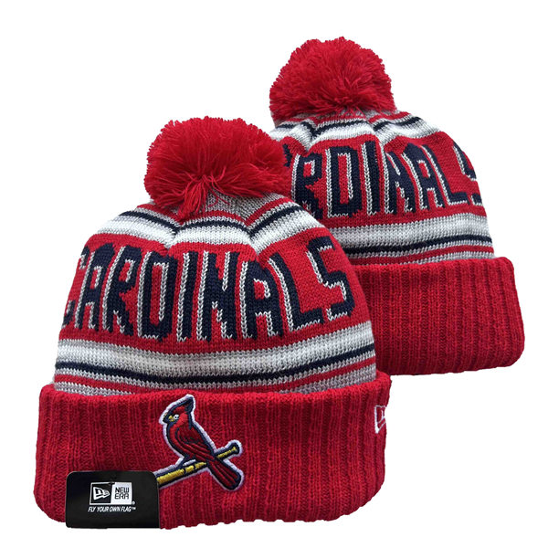 St. Louis Cardinals Red White Cuffed Pom Knit Hat YD2212921 (1)