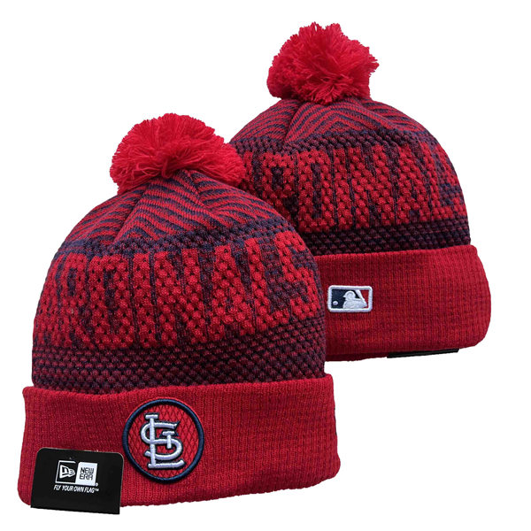 St. Louis Cardinals Red White Cuffed Pom Knit Hat YD2212921 (2)