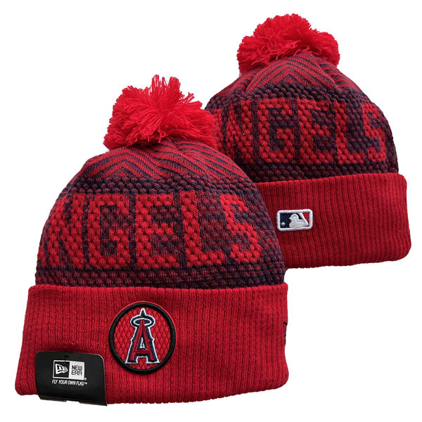 Los Angeles Angels Red Cuffed Pom Knit Hat YD22122921 (1)