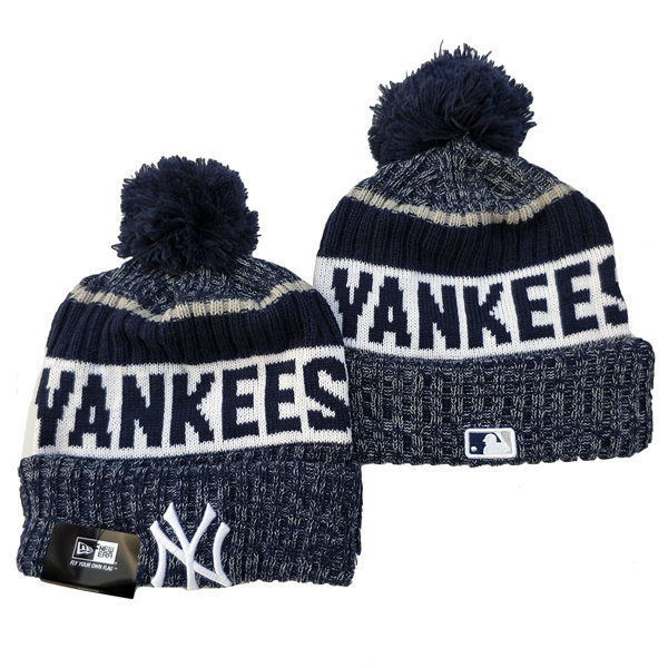 New York Yankees embroidered Cuffed Pom Knit Hat YD221201 (2)