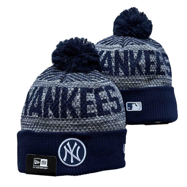 New York Yankees embroidered Cuffed Pom Knit Hat YD221201