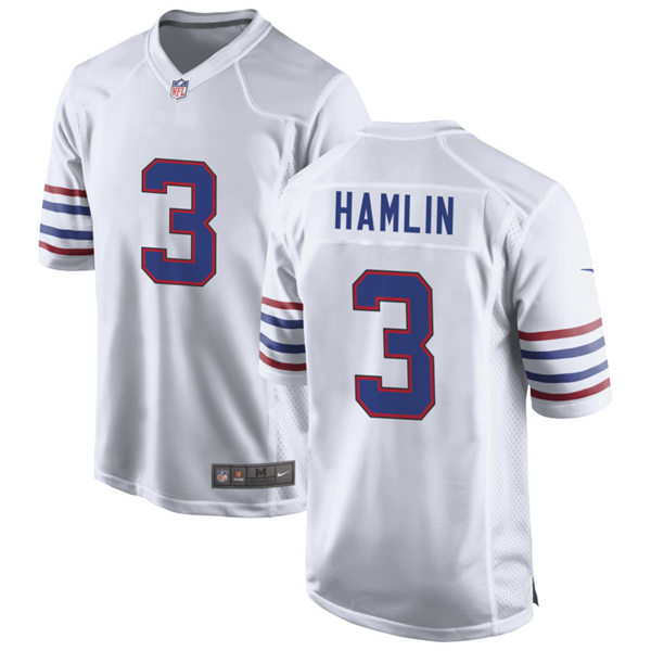 Mens Buffalo Bills #3 Damar Hamlin Nike White Alternate Retro Vapor Limited Player Jersey