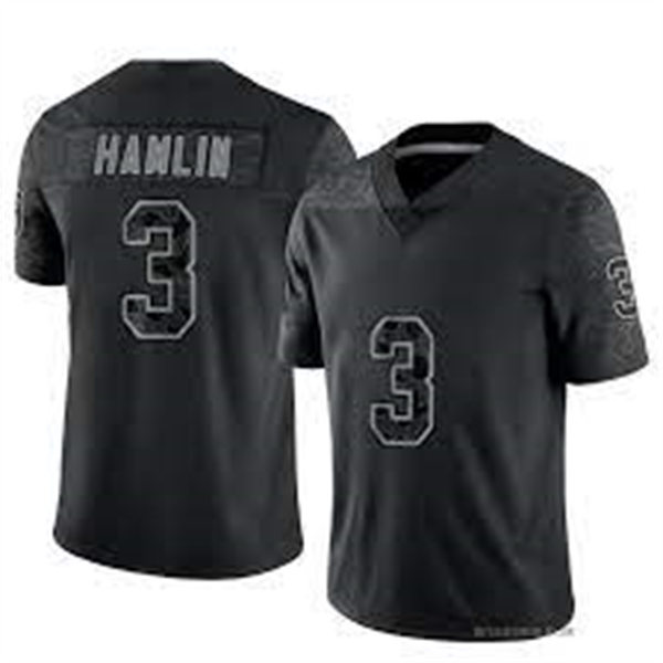 Mens Buffalo Bills #3 Damar Hamlin Black Reflective Limited Jersey
