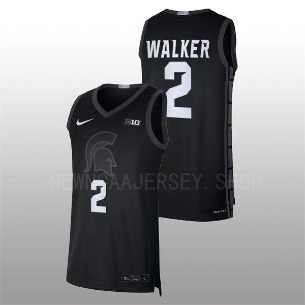 Men's Youth Michigan State Spartans #2 Tyson Walker 2022 Black College Baketball Game Jersey