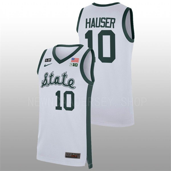 Men's Youth Michigan State Spartans #10 Joey Hauser Nike White 2019 State Basketball Jersey