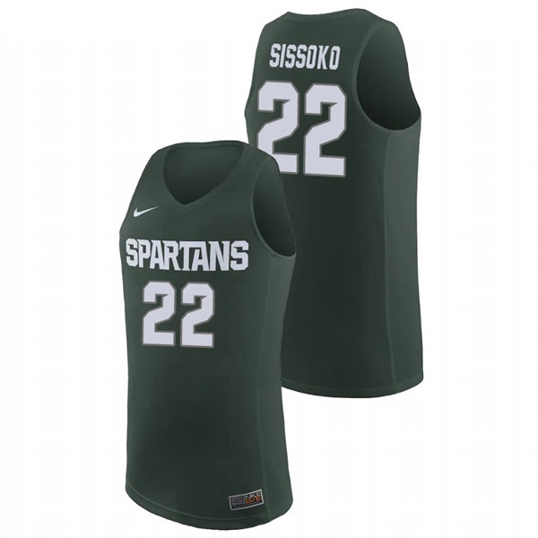 Men's Youth Michigan State Spartans #22 Mady Sissoko Nike Green Limited College Basketball Jersey