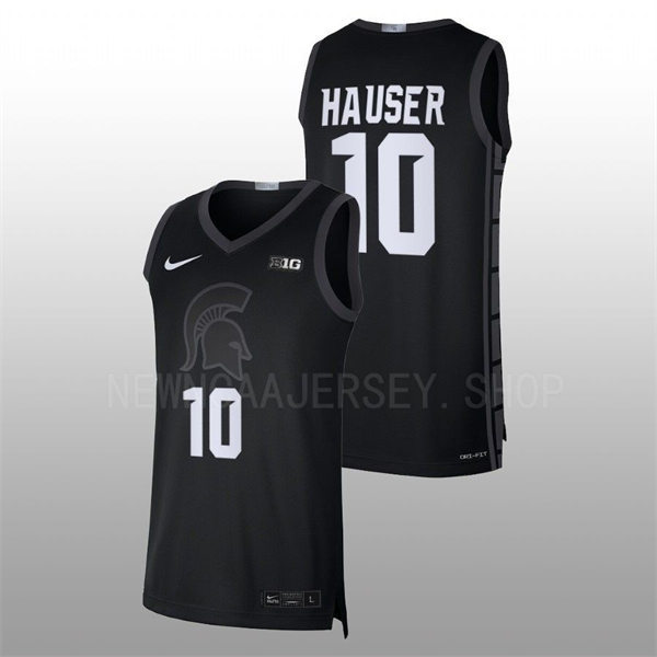 Men's Youth Michigan State Spartans #10 Joey Hauser 2022 Black College Baketball Game Jersey