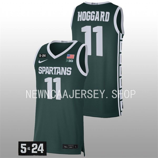 Men's Youth Michigan State Spartans #11 A.J. Hoggard 2022 Green College Baketball Game Jersey