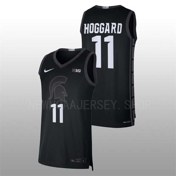 Men's Youth Michigan State Spartans #11 A.J. Hoggard 2022 Black College Baketball Game Jersey