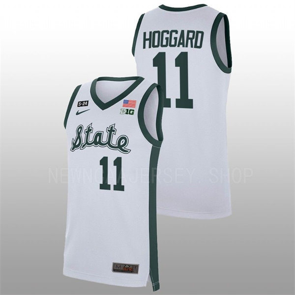 Men's Youth Michigan State Spartans #11 A.J. Hoggard Nike White 2019 State Basketball Jersey