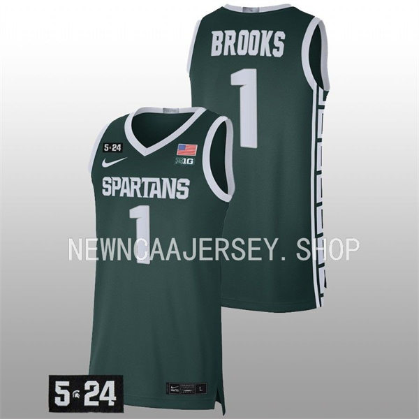 Men's Youth Michigan State Spartans #1 Pierre Brooks II 2022 Green College Baketball Game Jersey