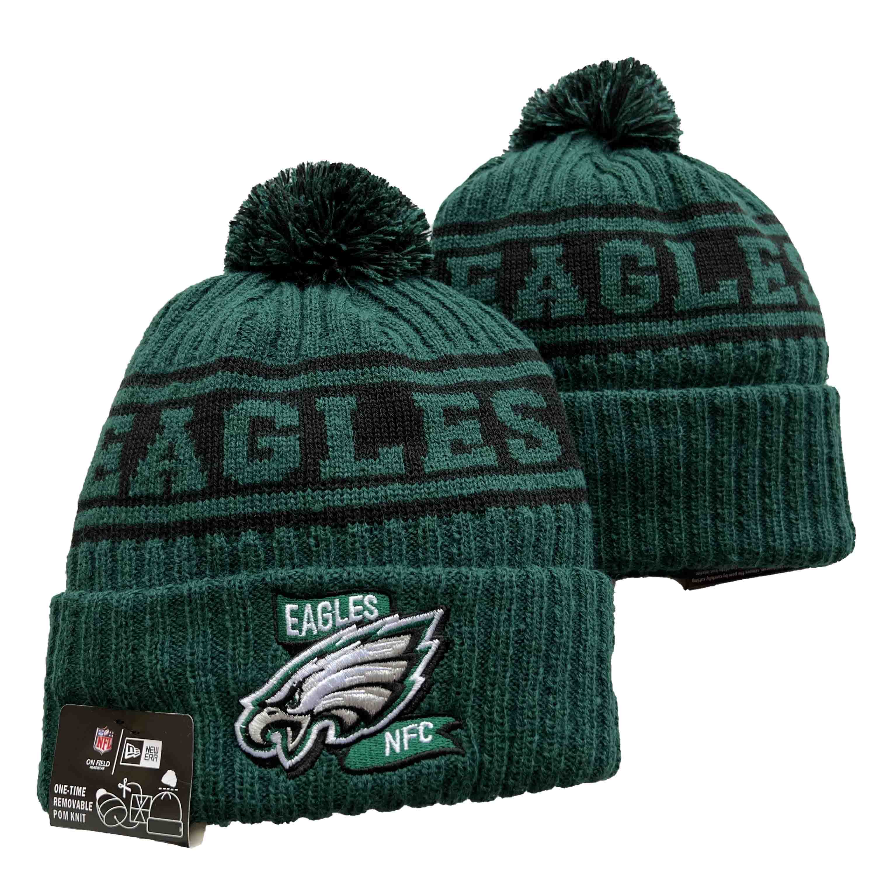 Philadelphia Eagles Cuffed Pom Knit Hat Green YD221202 (14)