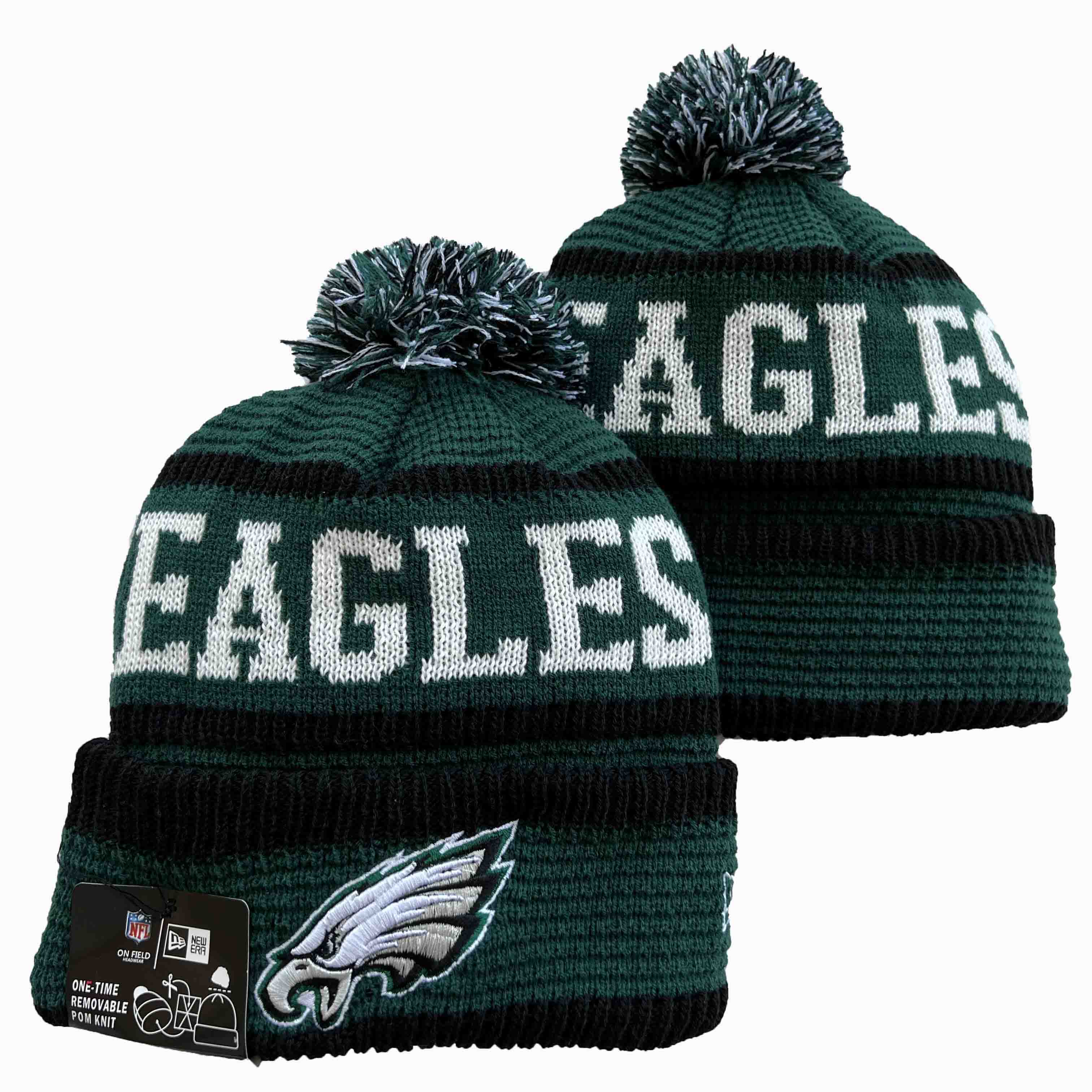 Philadelphia Eagles Cuffed Pom Knit Hat Green White YD221202 (5)