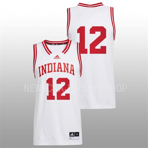 Mens Youth Indiana Hoosiers #12 Miller Kopp Adidas White College Basketball Game Jersey