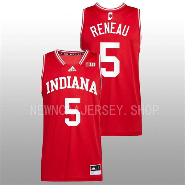 Mens Youth Indiana Hoosiers #5 Malik Reneau Adidas Crimson with Name College Basketball Swingman Jersey