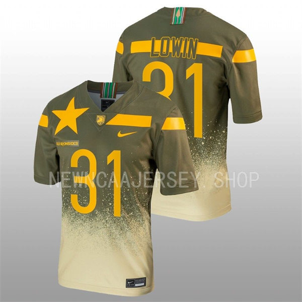 Mens Youth Army Black Knights #31 Leo Lowin Nike 1st Armored Division Old Ironsides Untouchable Football Jersey - Olive