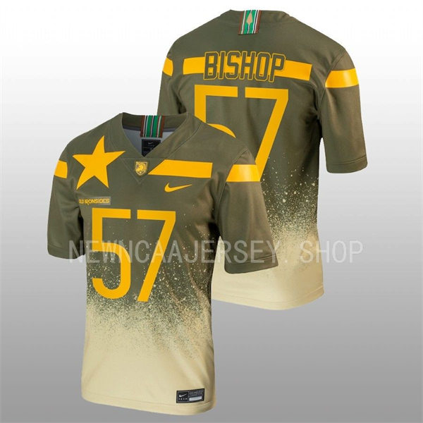 Mens Youth Army Black Knights #57 Connor Bishop Nike 1st Armored Division Old Ironsides Untouchable Football Jersey - Olive